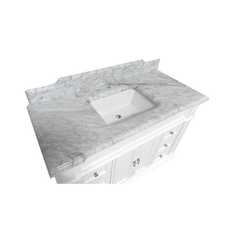 KitchenBathCollection Elizabeth 48" Bathroom Vanity with Carrara Marble Top