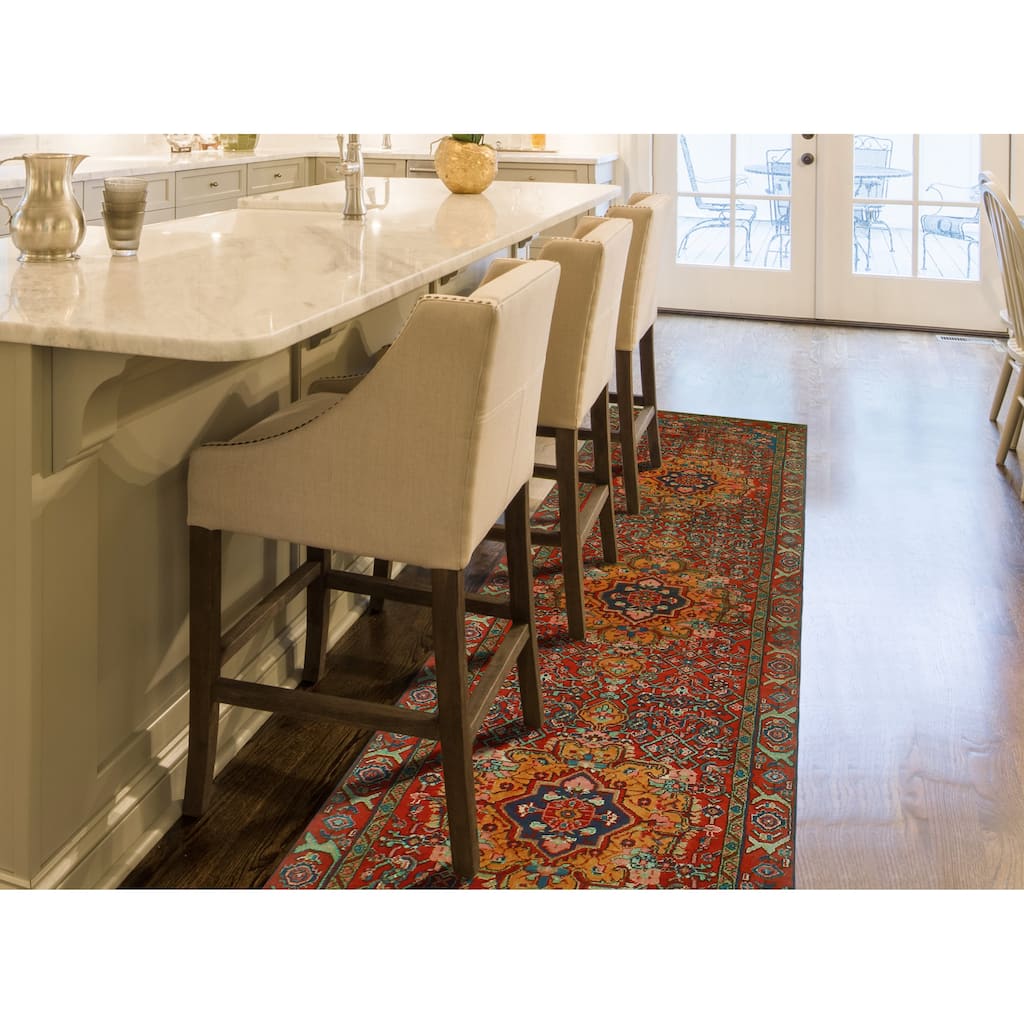 Fine Vintage Distressed Corwine Red/Orange Runner - 3'3" x 13'10"