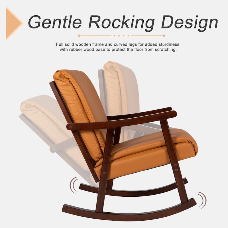Rocking Chair Rocker Glider Chair W/ Ottoman Mid Century Accent Chair Armchair Lounge Chair for Living Room Bedroom