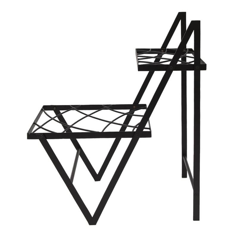 Achla Designs Modern Indoor Outdoor Zig Zag Duet Plant Stand, 30.5 Inch Tall, Black Powder Coat Finish