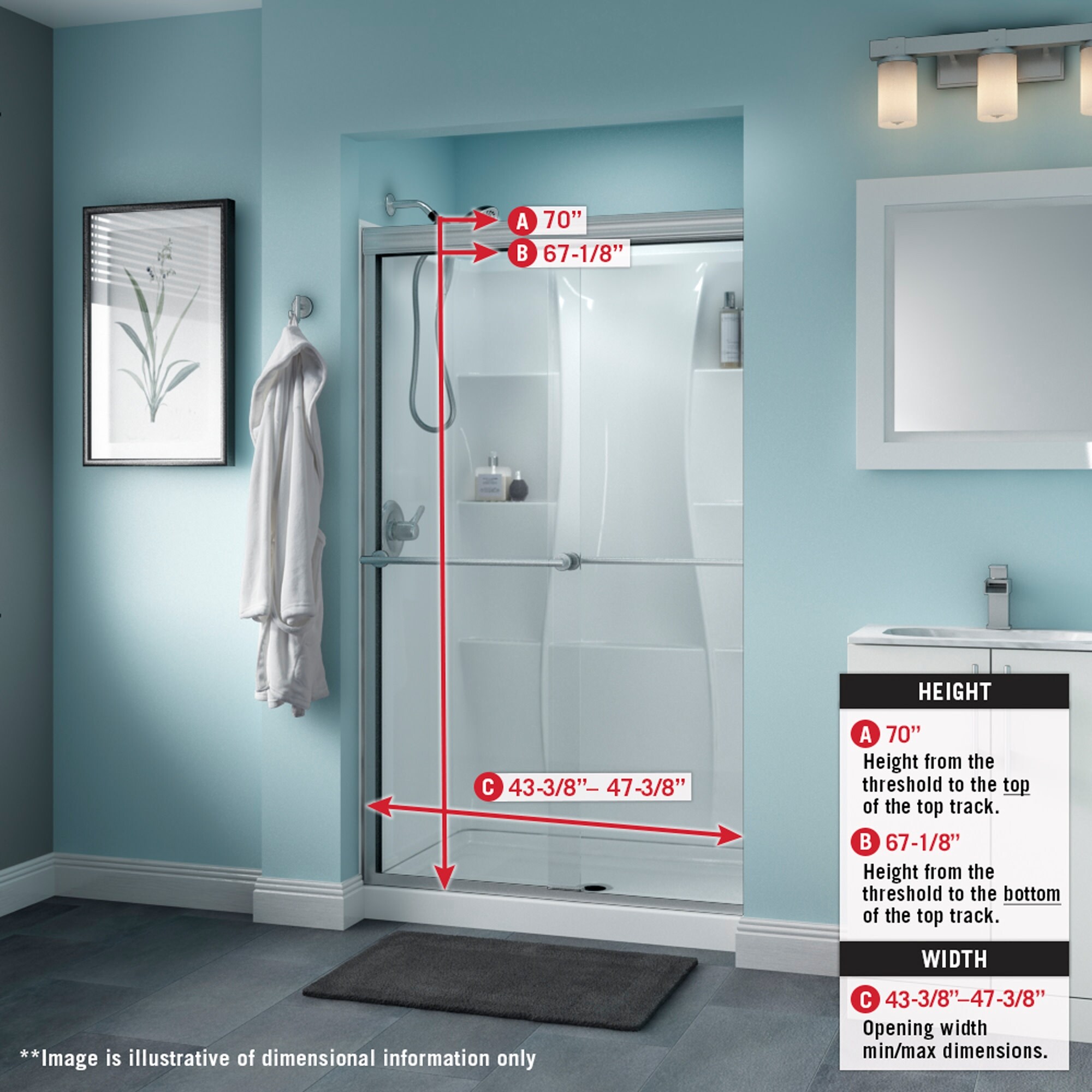 Shop Delta Sd3276443 Windemere 70 High X 47 3 8 Wide Sliding