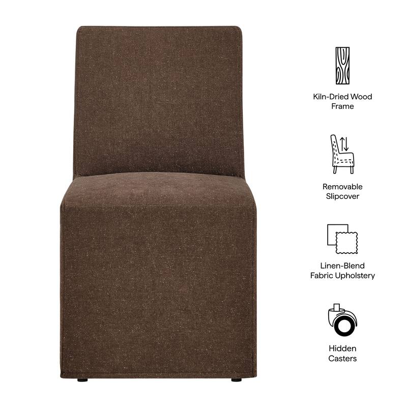 Tessera Upholstered Linen-Blend Slipcovered Dining Chair