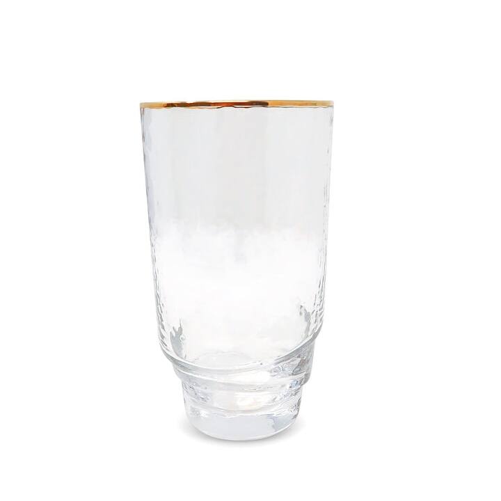 Set of 6 Glasses With Design On Bottom And Gold Rim - Tumbler