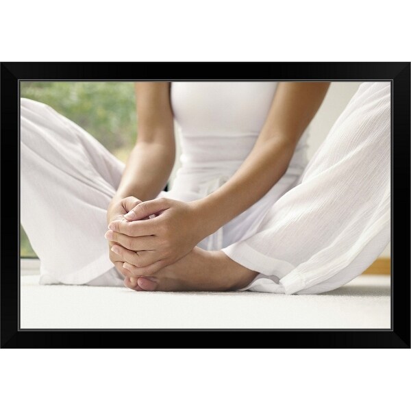 "Woman stretching" Black Framed Print