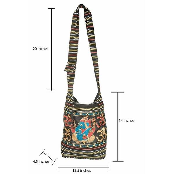 Shop Women Hobo Black Cross Body Shoulder Bag Elephant Embroidered