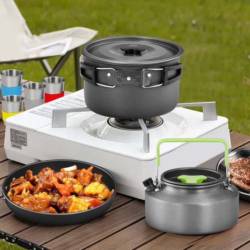 27 Pcs Aluminum Camping Cookware Set For 4-Person - 27 pcs