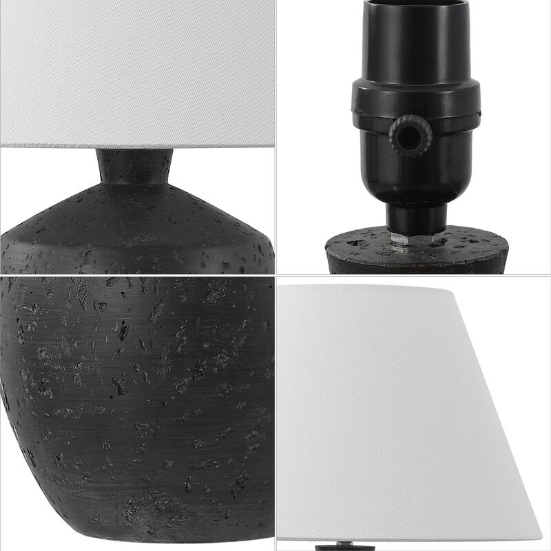 Myron 18" Minimalist Concrete Effect Resin/Iron LED Table Lamp (Set of 2), by JONATHAN Y