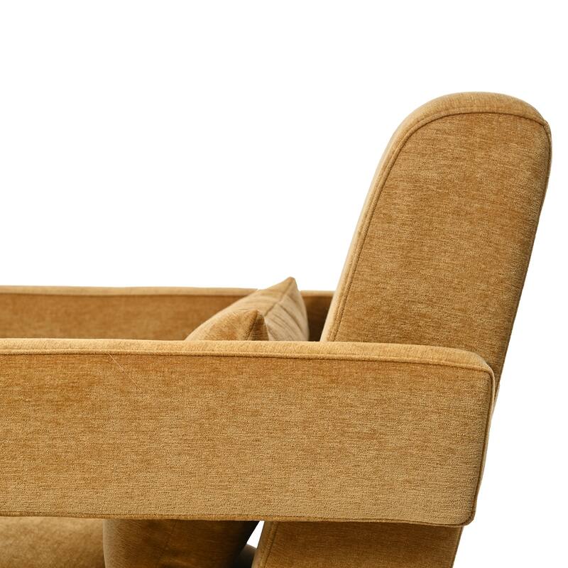 Modern 30.3" Accent chair with Square Wooden Block Legs and Ergonomic Lumbar Support