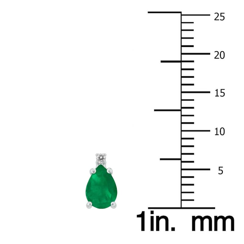 Marquee 14K White Gold 5x3MM Pear Emerald and Diamond Earrings
