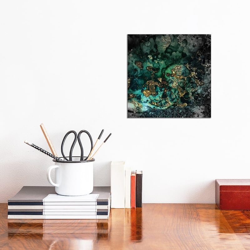 iCanvas "Emerald And Gold Marlble" by UtArt Canvas Print - 12x12x1.5