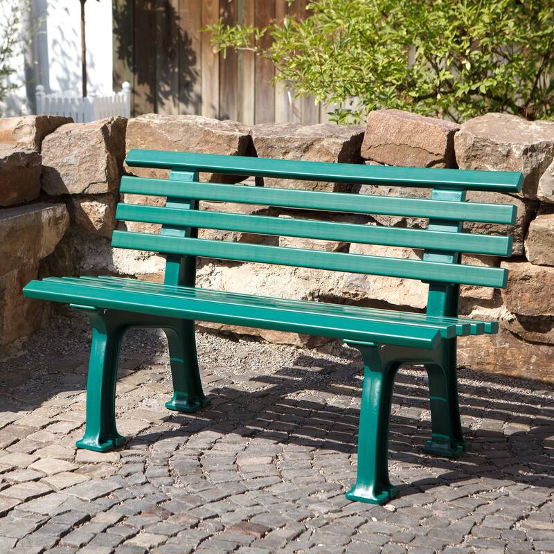 48" x 28" Two-Seater Ergonomic Weatherproof Green PVC Garden Bench