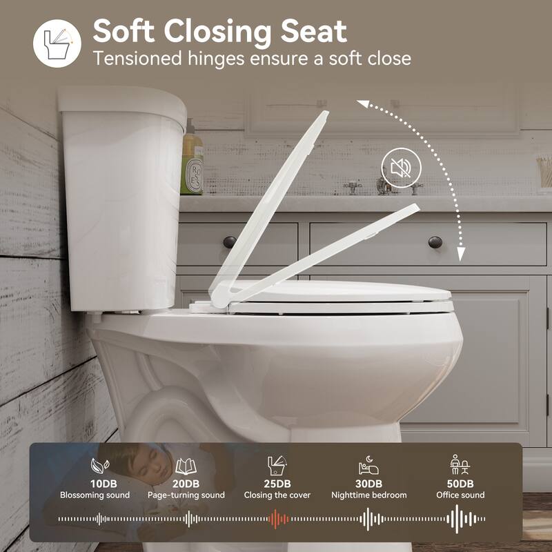 HOROW 21 in. Extra Tall 2-Piece 1.28 GPF Elongated Toilet in White with Comfortable Chair Height Seat and 1000g Powerful Flush