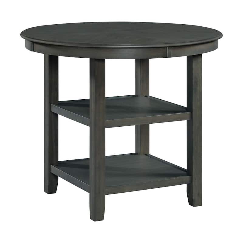 Counter Height Dining Table - Gray Round Kitchen Table with Storage Shelves - 42