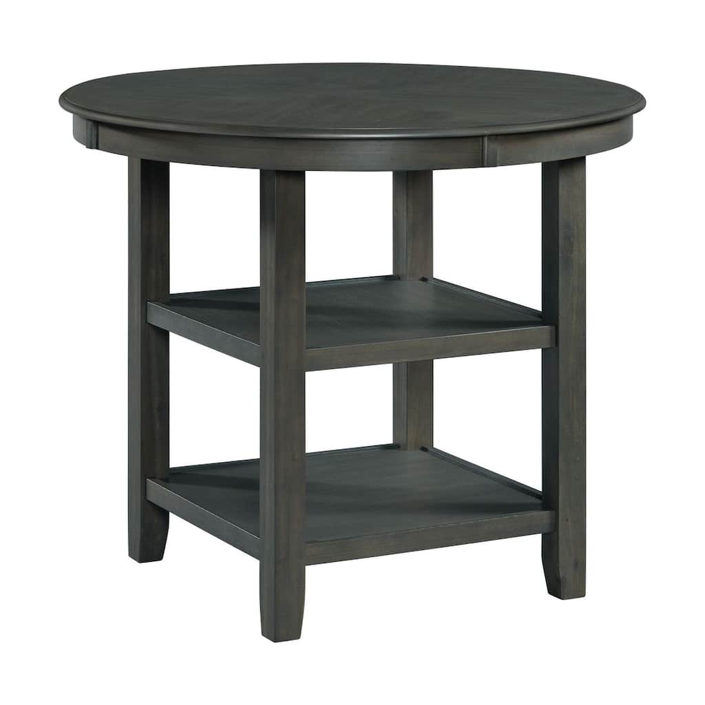 Counter Height Dining Table - Gray Round Kitchen Table with Storage Shelves - 42