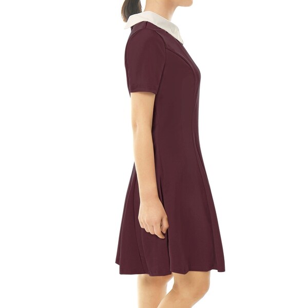 Allegra K Womens Halloween Contrast Doll Collar Short Sleeves Above Knee Flare Dress