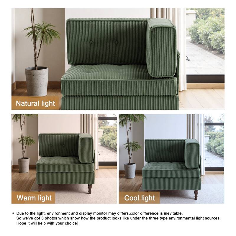 UIXE Corduroy Modular Corner Sofa Lounge Corner Arm Chair