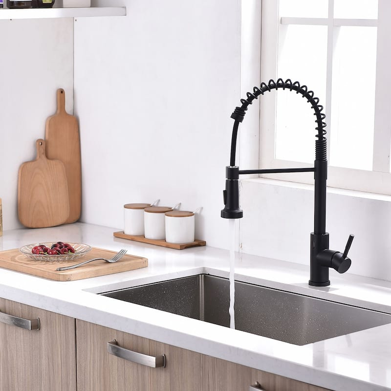 Matte Black 1-Handle Deck-Mount Pull-Down Handle Kitchen Faucet
