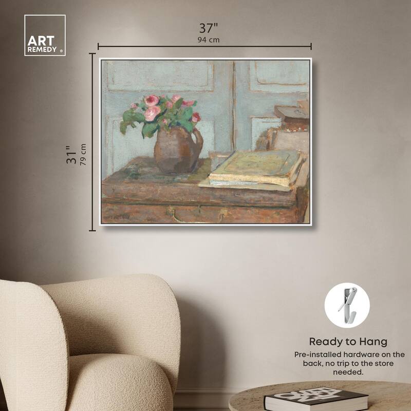 Box and Moss Roses Canvas by Art Remedy