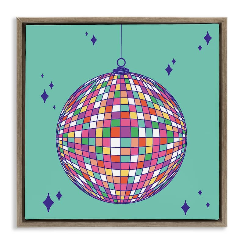 Stupell Geometric Modern Disco Ball Framed Floater Canvas Wall Art Design By Sazerelli Designs - 18 x 18 - Brown