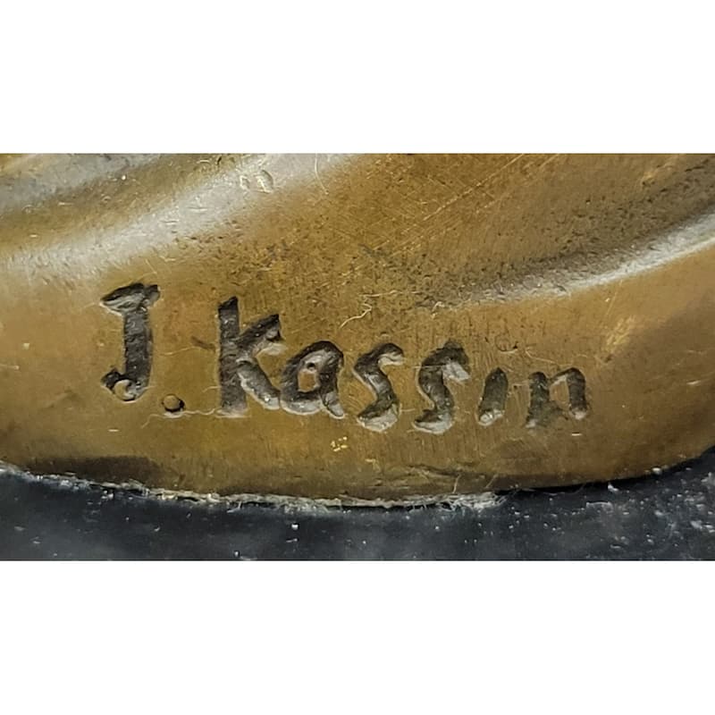 Art Nouveau Bronze Candle Holder Sculpture – Elegant Woman With Flowing Dress On Marble Base