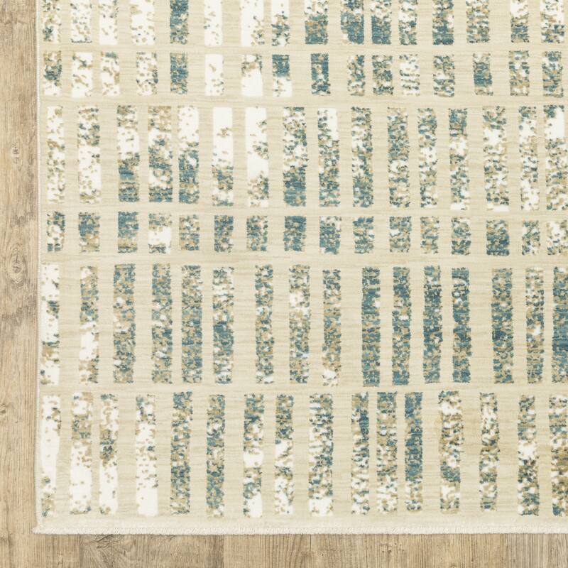 Style Haven Raphael Gridwork Beige/ Blue Mixed-Pile Rug