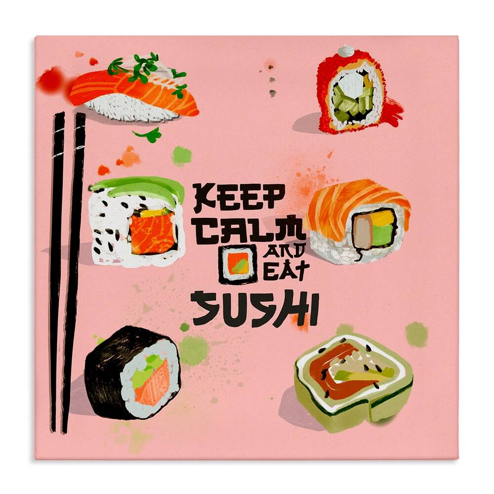 Stupell Keep Calm & Eat Sushi Canvas Wall Art Design By Juliet Rose Philips