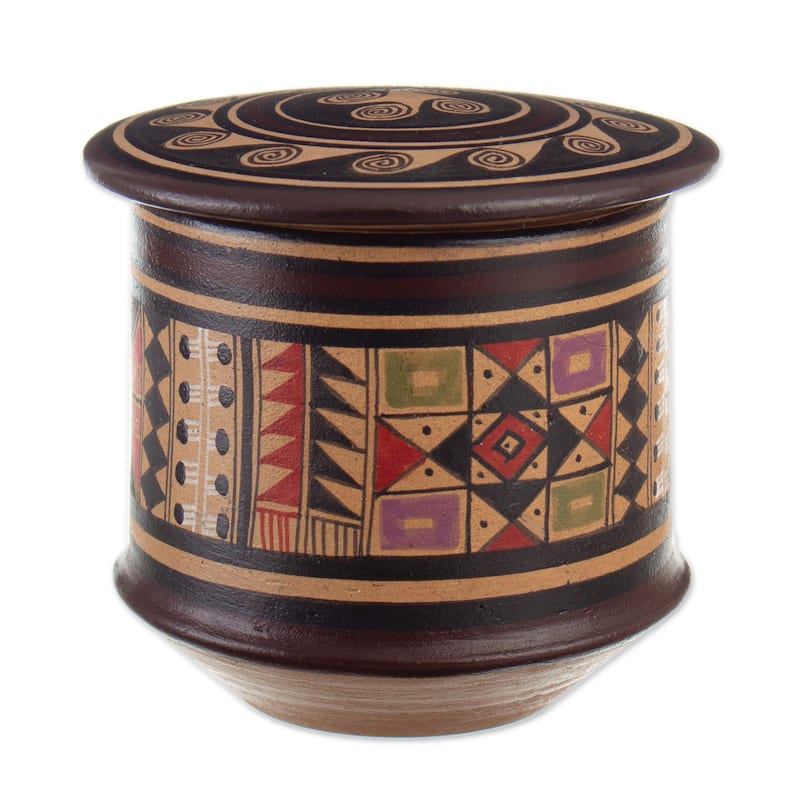 Novica Handmade Inca Splendor Ceramic Decorative Box