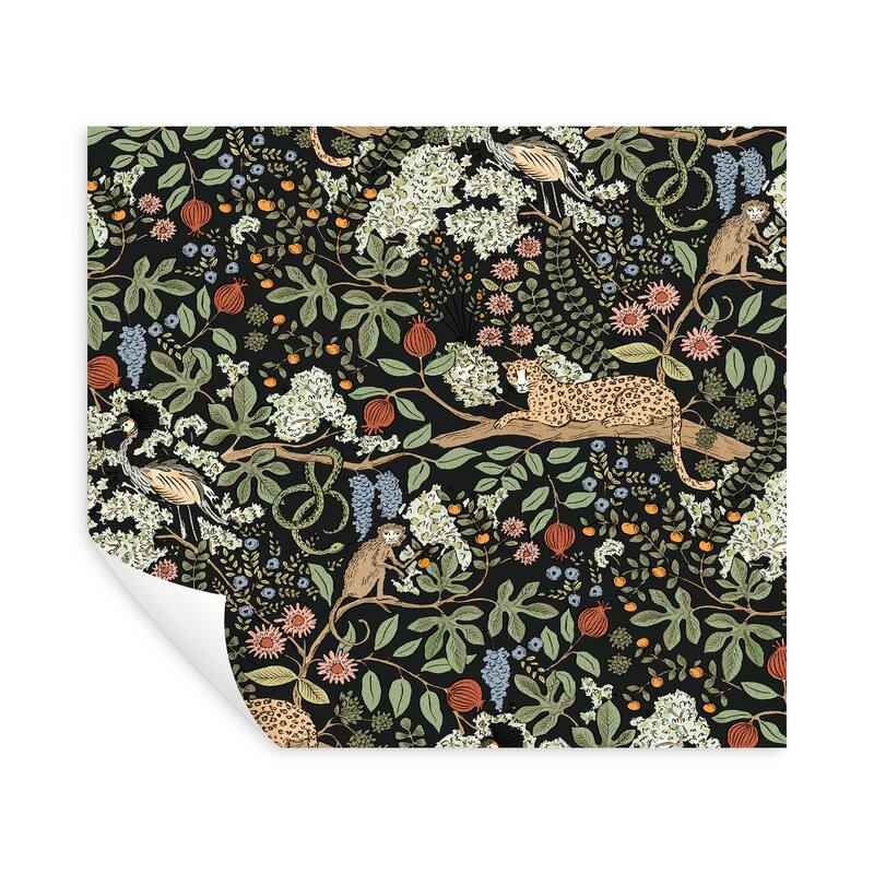 Rifle Paper Co. Safari Black Jungle Toile Premium Peel + Stick Wallpaper
