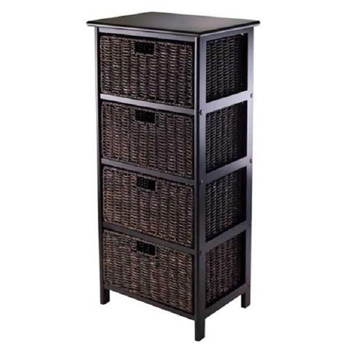 Overstock Set of 5 Black Storage Racks and Foldable Baskets, 36.75 inch (Black)