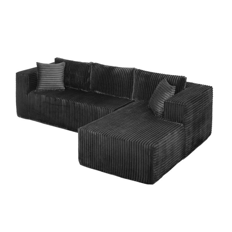 105.11" L-Shaped Chenille Sectional Sofa with All-Foam Structure, 6 Pillows and Space-Saving Design (Left Chaise)