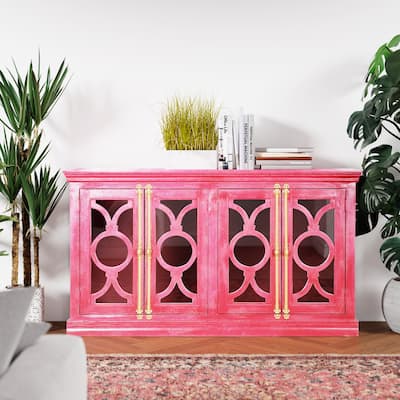 Maadze 71" 4-Glass Door Kitchen Accent Buffet Sideboard Cabinet