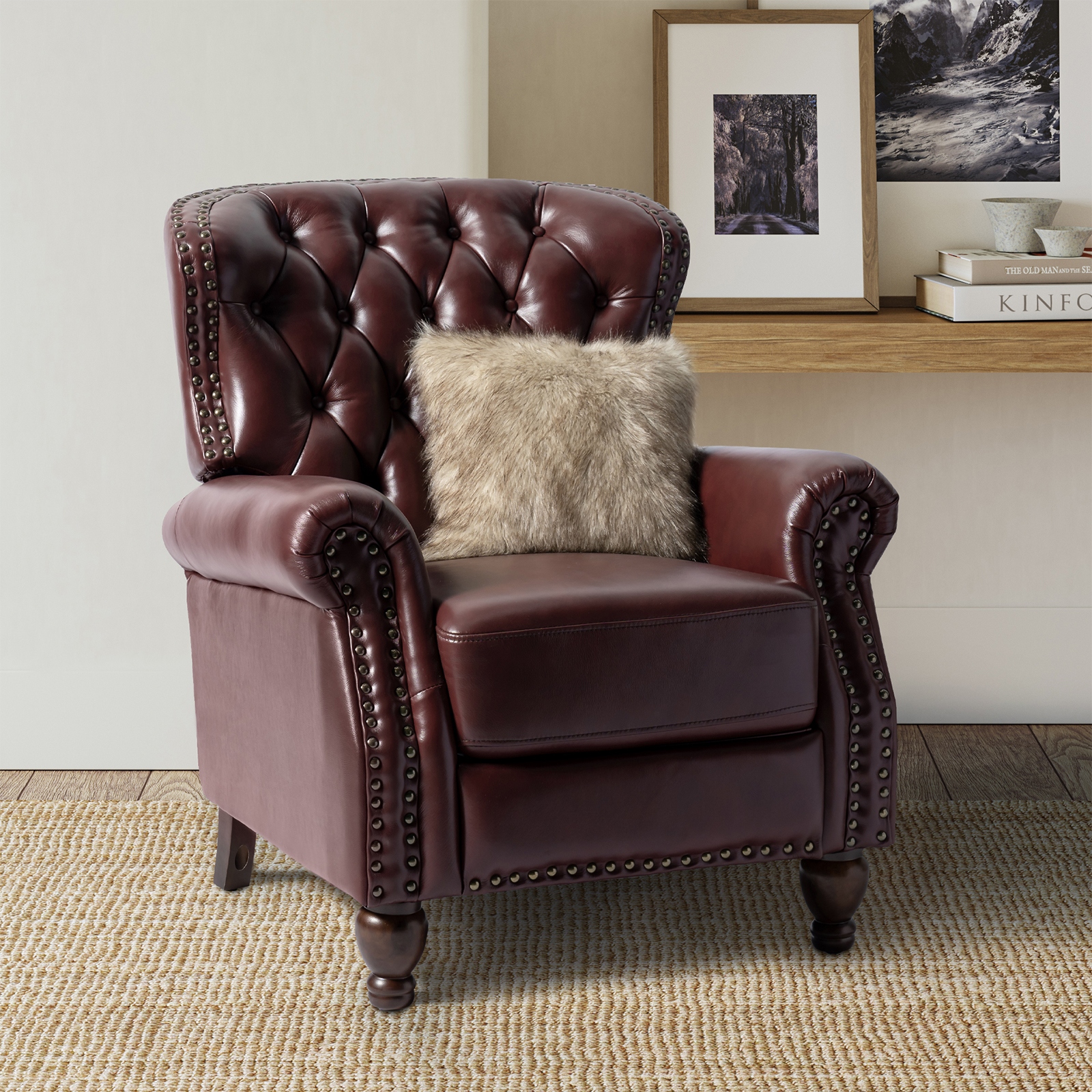 Cerine genuine hotsell leather manual recliner
