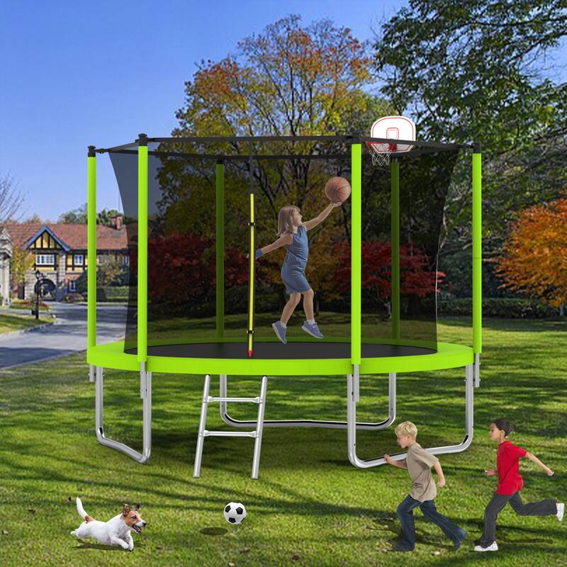 Green Recreational Trampoline - Outdoor Backyard Fun - 96