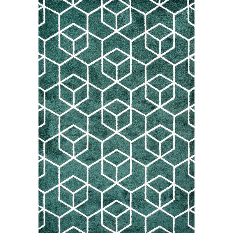 JONATHAN Y Cole Blocks Modern Geometric Area Rug - 8 X 10 - Green/White