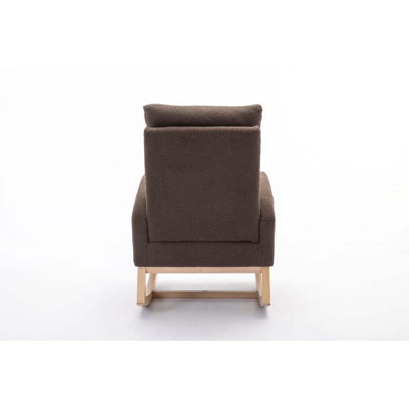 Teddy Fabric Rocking Chair With Right Pocket For Indoor