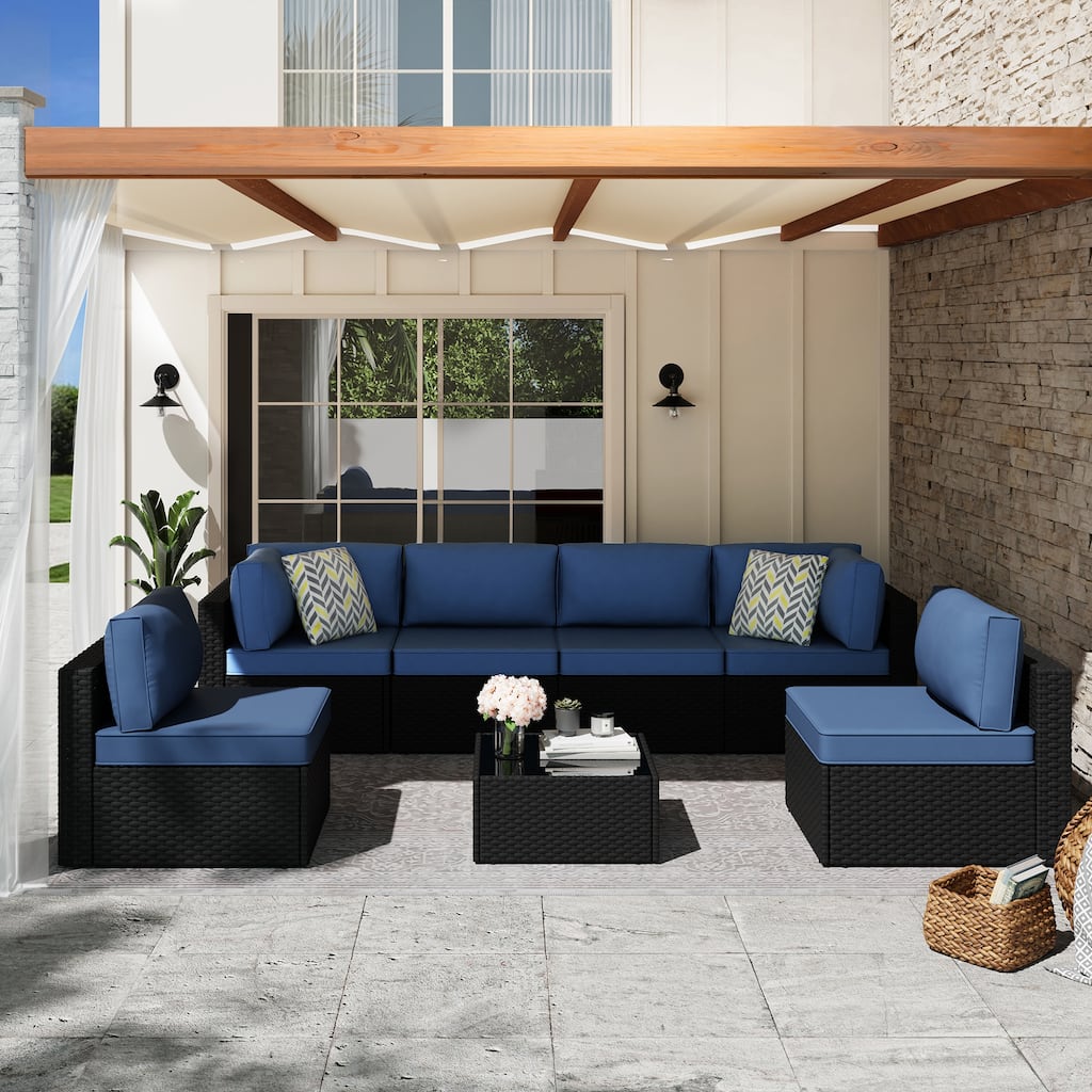 7-Piece Outdoor Sectional Seating Group with Cushions