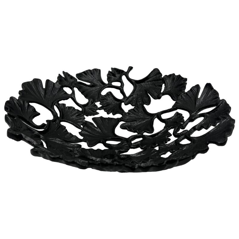 15 Inch Wide Decorative Handmade Aluminum Ginkgo Leaf Bowl - 14.5 x 14.5 x 4 in