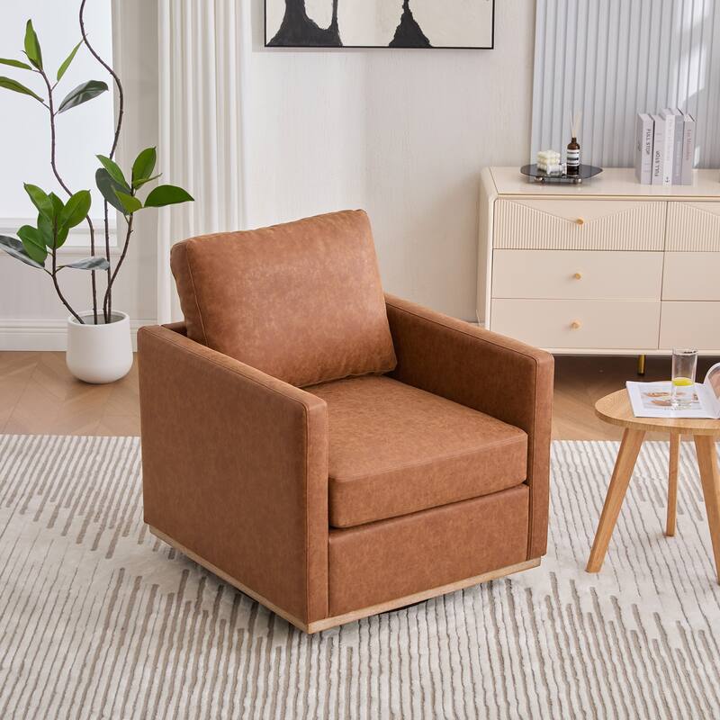 30.7"W Square Upholstered Swivel Accent Chair for Living Room