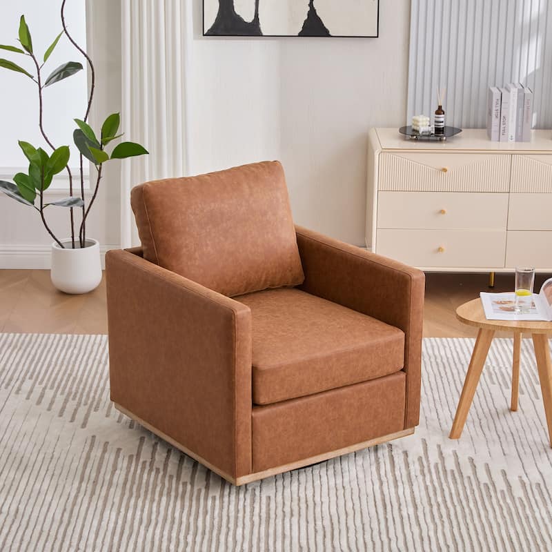 30.7"W Upholstered Square Swivel Accent Chair and Comfy Accent Single Sofa Chair, 360 Degree Club Chair