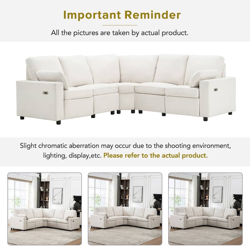 89" Power Recliner Sofa, 2 USB, 2 Drawers, Beige Linen for Living Room
