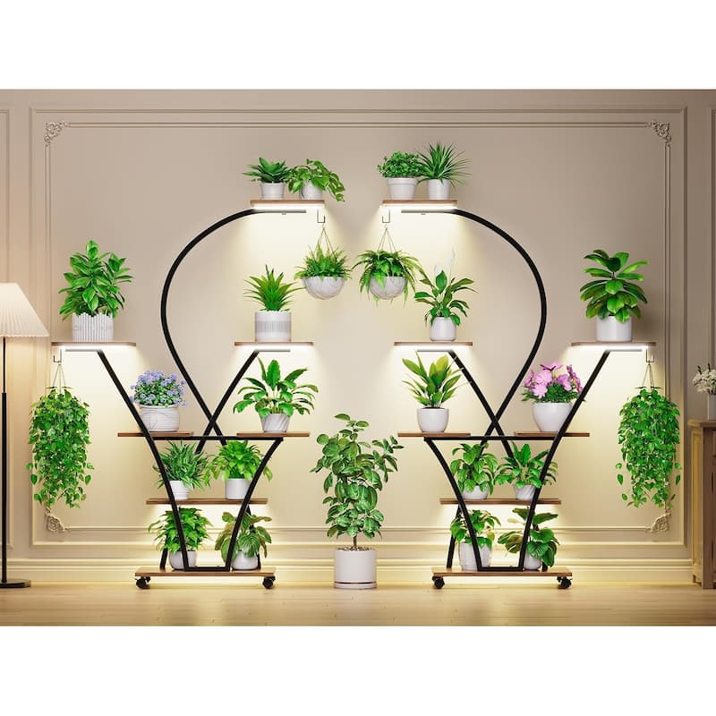 Plant Stand with Grow Light Plant Rack with Wheels Display Shelves