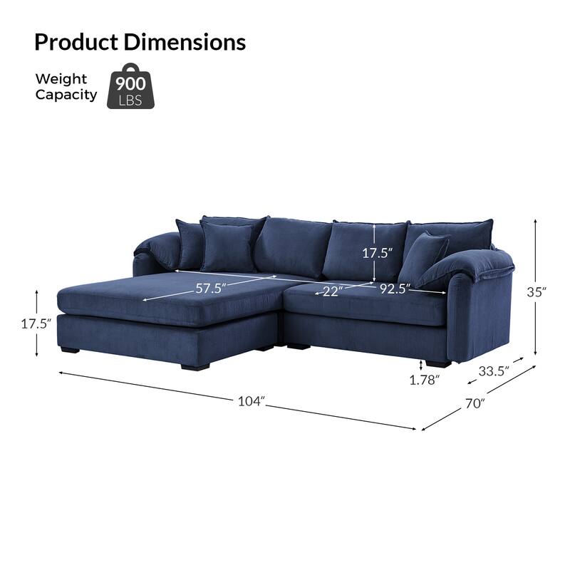 Cesare Modern 2-Piece Reversible Cushions Sectional with Storage by HULALA HOME