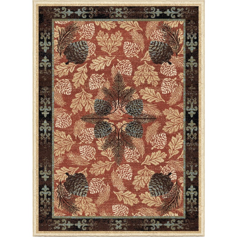 American Destination Lodge Pinecone Rug - 5'3"x7'3" - Brick