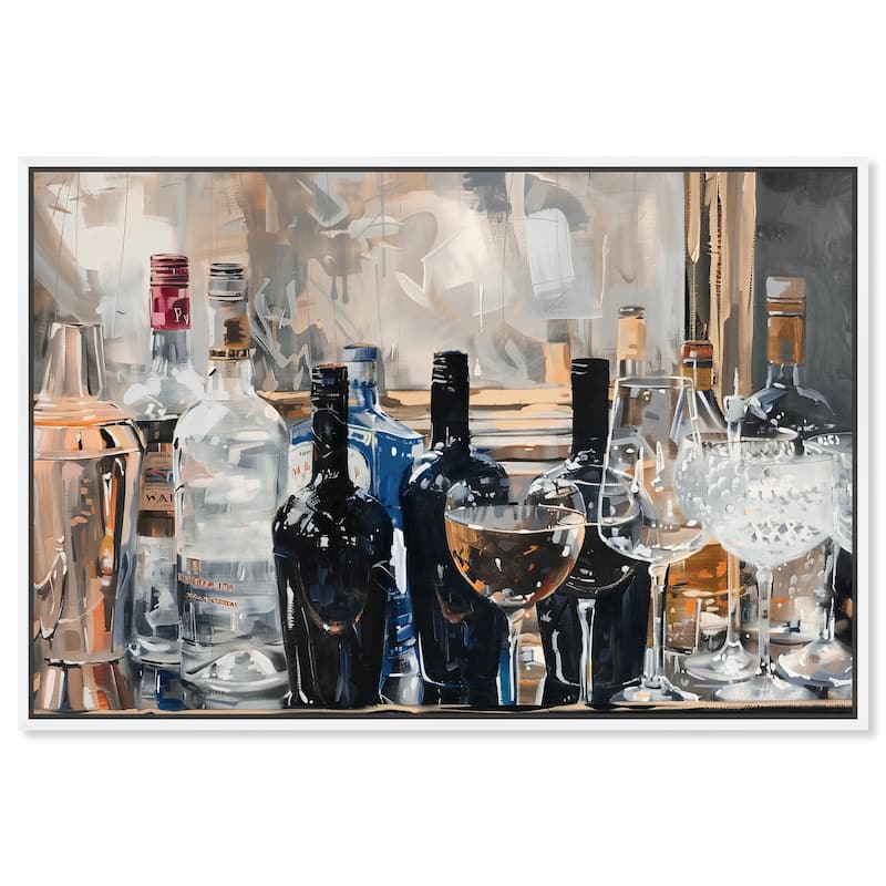 Notoriart Countertop Drinks Framed Bar Cart Art For Men - 16 x 11 - White