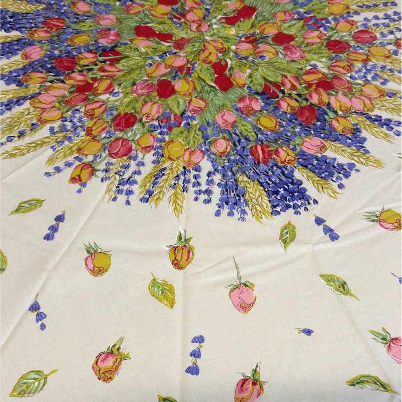 Wipeable Spill Resistant Provencal Cotton Cannes Collection Tablecloth