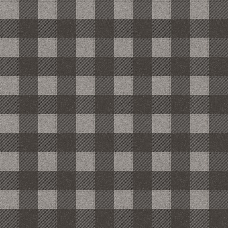 Galerie Wallcoverings Global Fusion Cowboy Checkered Plaid Non-woven Matte Wallpaper Roll - 33 feet long x 21 inches wide - Black/Grey