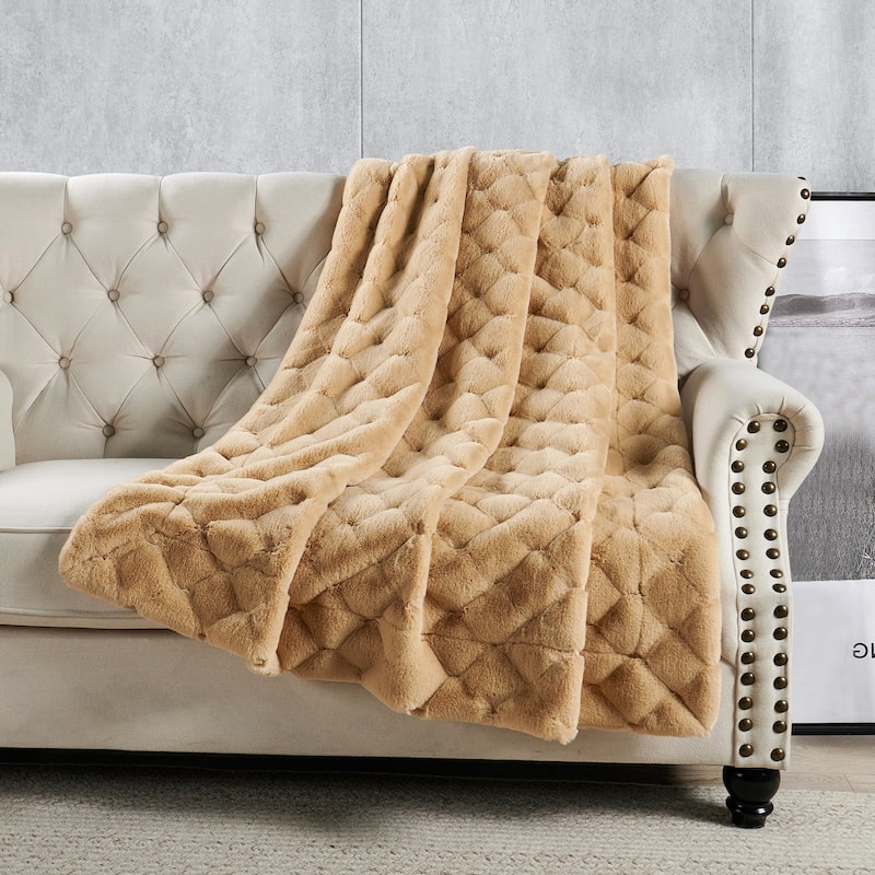 Christmas jacquard imitativerabbit fauxfur throw 50"x60"