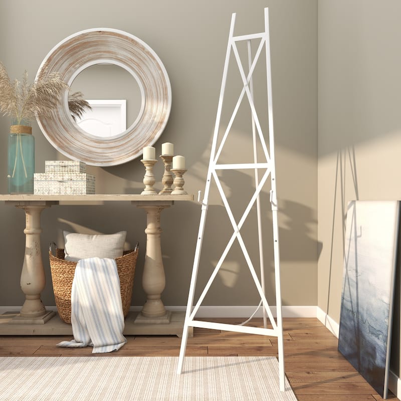 Metal Tall Adjustable 3 or 2 Tier Display Easel with Chain Support - White - Roche River Decor
