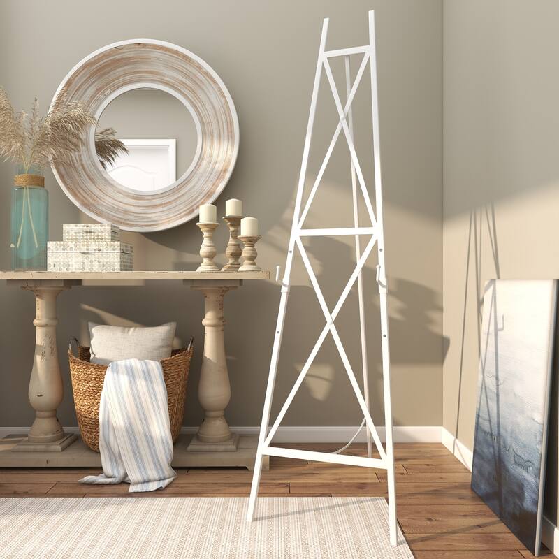 White Metal Tall Adjustable 3 Tier Display Easel with Chain Support