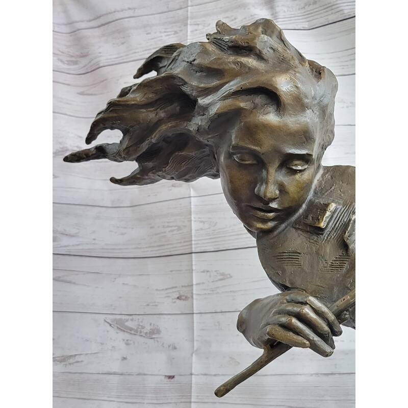 Abstract Modern Art Female Violin Fidler Player Bronze Marble Sculpture Statue